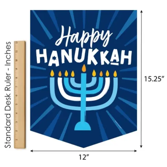 Big Dot of Happiness Hanukkah Menorah - Outdoor Home Decorations - Double-Sided Chanukah Holiday Party Garden Flag - 12 x 15.25 inches image {4}