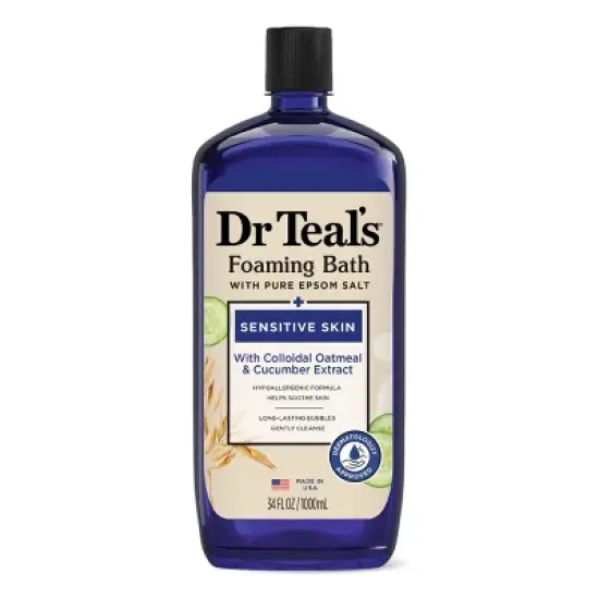 Dr Teal's Foaming Bath with Pure Epsom Salt, Sensitive Skin with Colloidal Oatmeal & Cucumber Extract - 34 fl oz image {8}
