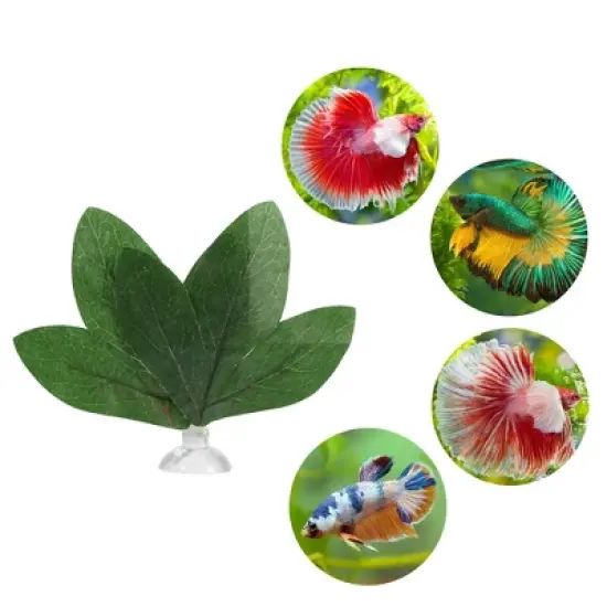 Unique Bargains Betta Fish Leaf Pad Hammock Plants for Fish Tank Green 3.74"x3.74" image {1}