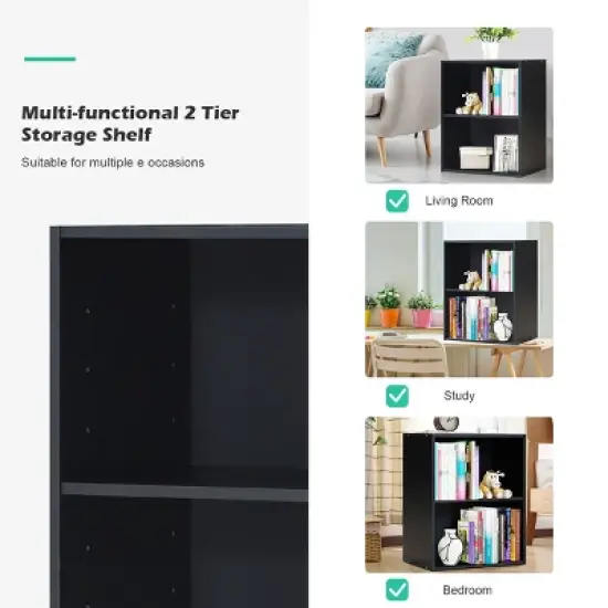 Tangkula 2-Tier Storage Night Stand Open Display Shelf MDF End Table image {4}