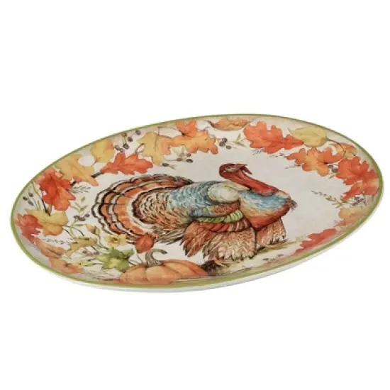 Certified International Autumn Breeze Oval Turkey Serving Platter image {2}