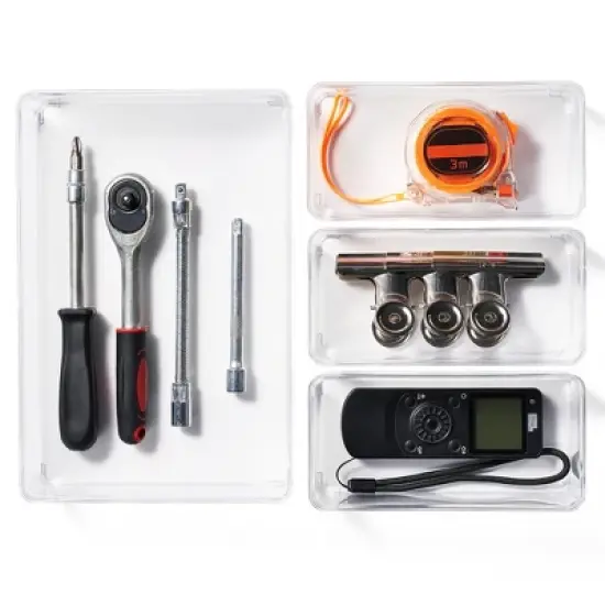 Sorbus Clear Drawer Organizer Set, Multi-Purpose Bins for office supplies, craft materials, and more image {4}