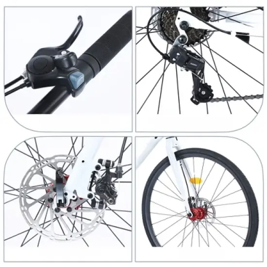 INFURNIC Bicycles, Hybrid bike with 7-speed, City Bicycle For men women, White, 68.8"*25.5"*39.9" image {2}