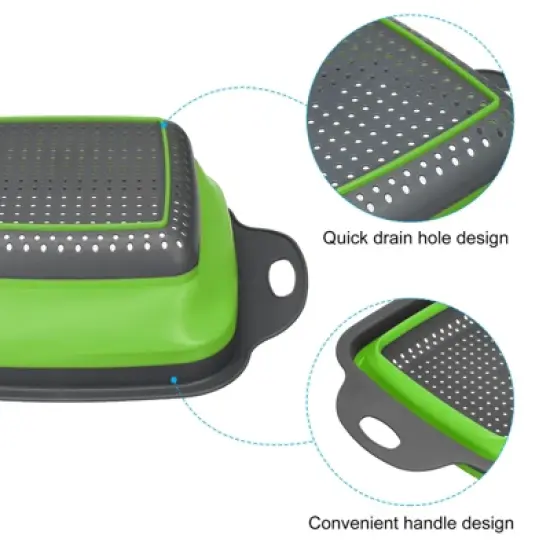 Unique Bargains Collapsible Colander Set Square Foldable Food Strainer with Handle Space Saving Design image {2}
