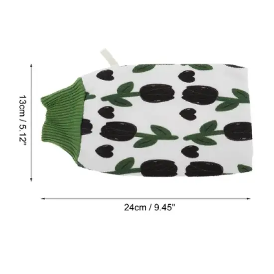 Unique Bargains Tulip Flowers Shower Gloves for Bathroom 9.45"x5.12" Green 1 Pc image {1}