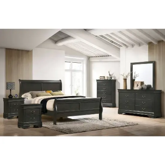 6pc Sliver Sleigh Bedroom Set - HOMES: Inside + Out image {1}