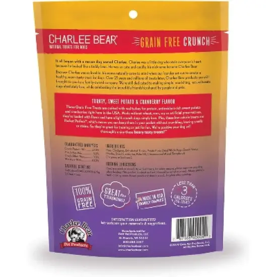 Charlee Bear Grain-Free Crunch Dog Treats-Turkey, Sweet Potato & Cranberry(8 oz) image {2}