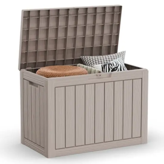 FURNIinspire Deck Boxes, Portable Storage Box with Waterproof and Weather-resistant for Furniture Cushions Garden Tools, Brown, 30.7"*17.1"*22" image {5}