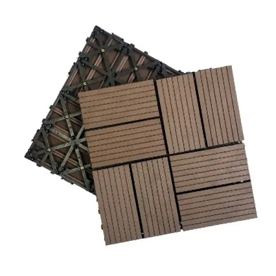 Wood Plastic Composite Deck Tiles Set of 20pcs, Composite Decking Resist Rust，DIY Interlocking Decking Tiles, Floor Tile,Durable, 12x12in Dark Grey image {7}