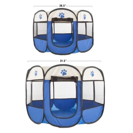 Pop-Up Pet Playpen - 26-Inch Indoor and Outdoor Dog Kennel with Carrying Bag - Portable Pet Enclosure for Dogs and Small Animals by PETMAKER (Blue) image {5}
