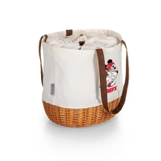 NFL Kansas City Chiefs Mickey Mouse Coronado Canvas and Willow Basket Tote - Beige Canvas image {1}
