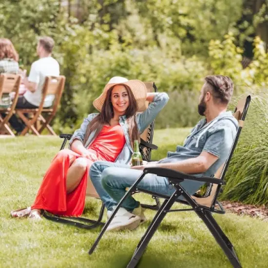 Costway Oversize Lounge Chair Patio Heavy Duty Folding Recliner image {7}