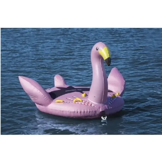 Swim Central 82" Inflatable Ride-on Pink Flamingo Towable Float image {1}