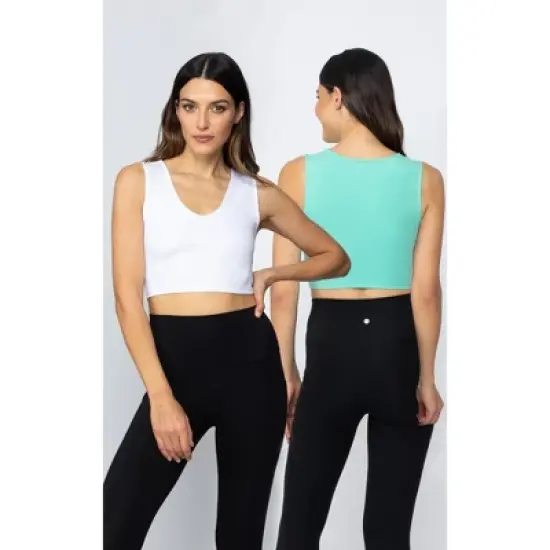 Yogalicious 2 Pack Lola Pure Cloud Basic Fitted V-Neck Muscle Cropped Tank Top image {6}