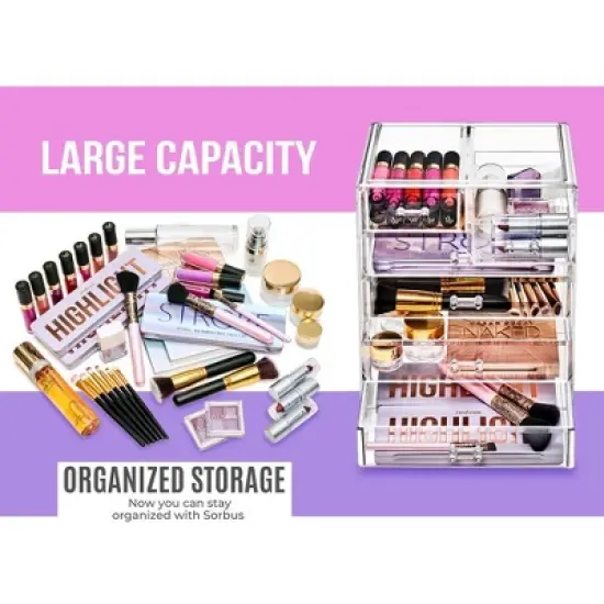 Sorbus Acrylic Makeup Organizer Case for Cosmetics Make Up & Jewelry image {4}