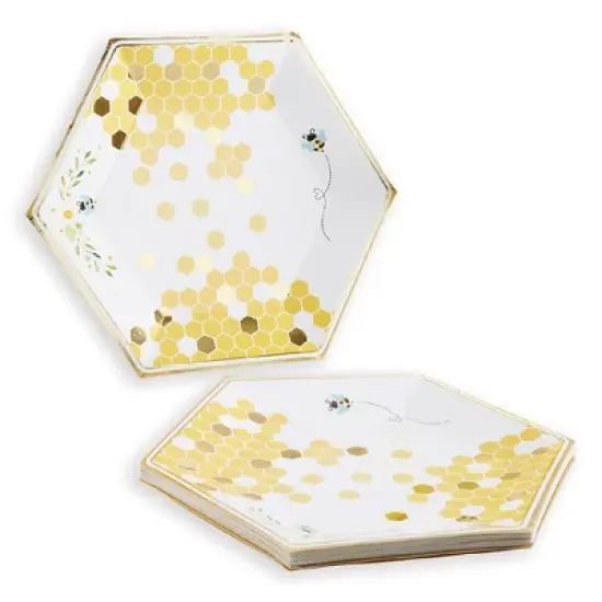 Kate Aspen Sweet as Can Bee 9 in. Premium Paper Plates (Set of 32) | 28556NA image {7}