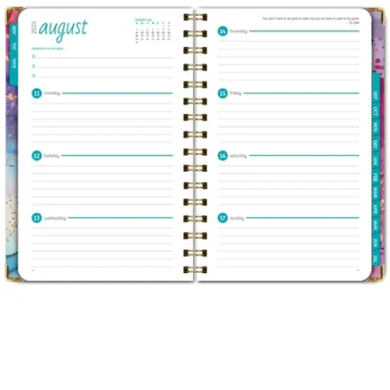 Global Printed Products Hardcover AY 2025-2026 Fashion Planner - 5.5"x8" (Rainbow Gold Marble) image {6}