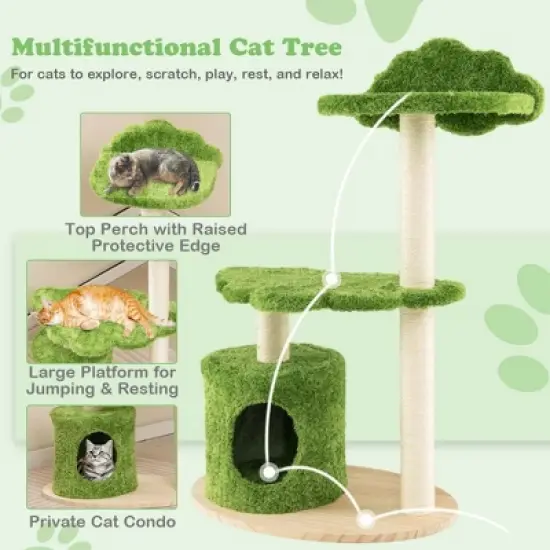 Costway 38" Cute Cat Tree Cat Condo Furniture with Fully Wrapped Sisal Scratching Posts image {5}