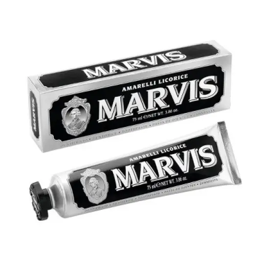 Marvis Amarelli Licorice Mint Toothpaste (4.5 oz FULL SIZE) Removes Teeth Plaque & Tartar | Tooth Paste for Sparkling White Smile | Freshness of Mint image {5}