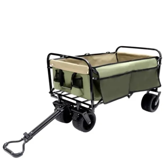 DSVIMOY Collapsible Foldable Wagon Cart, Beach Wagon Utility Cart for Camping Shopping Sports Gardening Fishing, Green, 35.04"*24.41"*38.58" image {3}