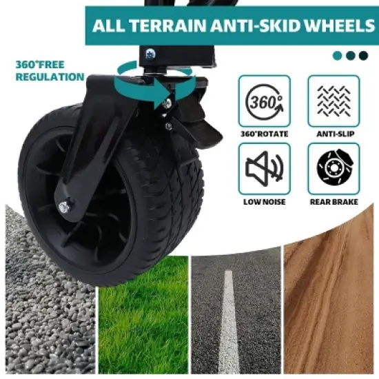 YONWAY Foldable Beach Wagon Cart  Loading Capacity 440lbs,with Strapping System and 3pcs Plastic Liner Bag for Camping Shopping image {5}