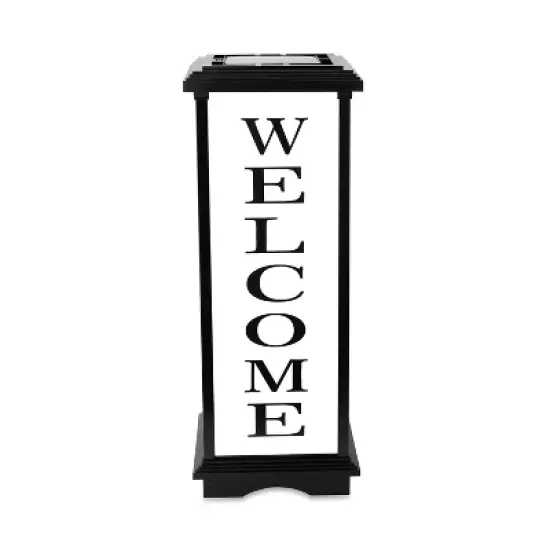 Techko Maid LED Solar 24.4" Welcome Home Medium Decorative Outdoor Lantern Off-White/Yellow image {4}