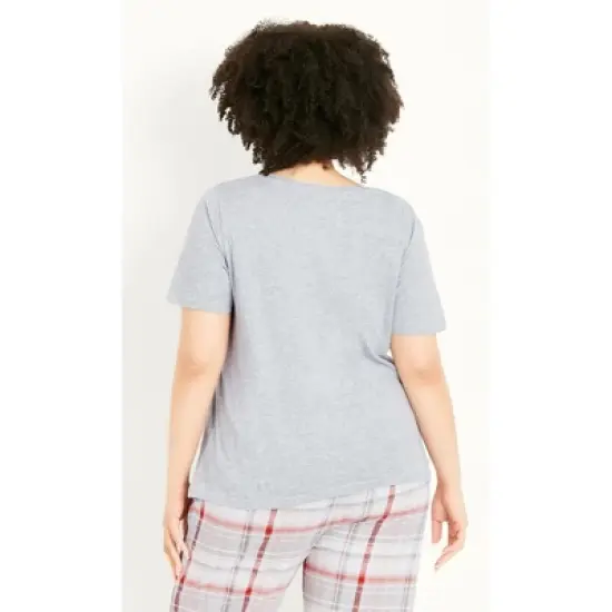 Women's Plus Size Check Sleep Set - grey | EVANS image {2}