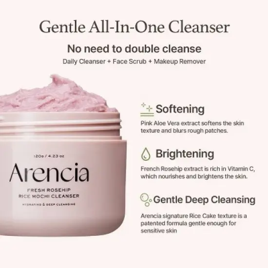 Arencia Rice Mochi Cleanser - Fresh Rosehip - 4.23oz image {2}