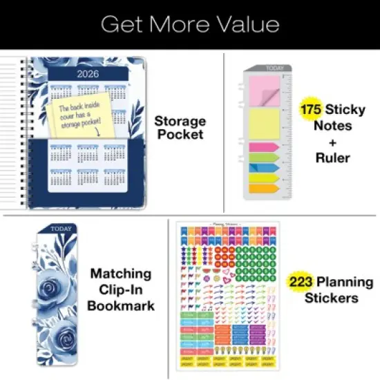 Global Printed Products Hardcover AY 2025-2026 Fashion Planner - 8.5"x11" (Blue Bloom) image {7}