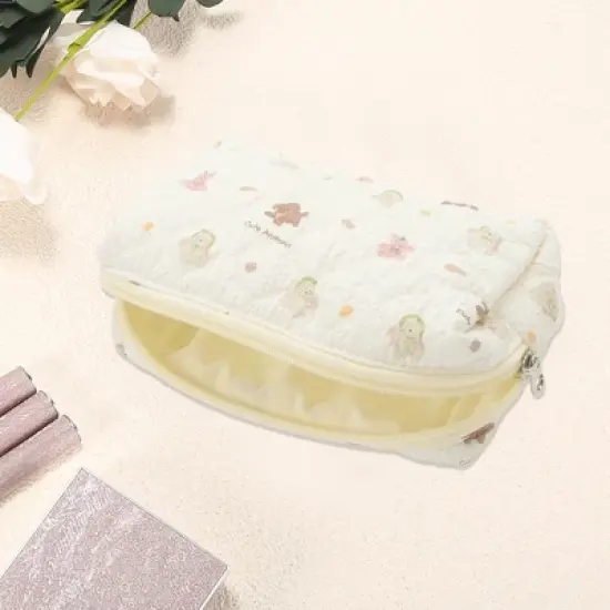 Unique Bargains Puppy Makeup Bag Beige 1 Pc image {2}