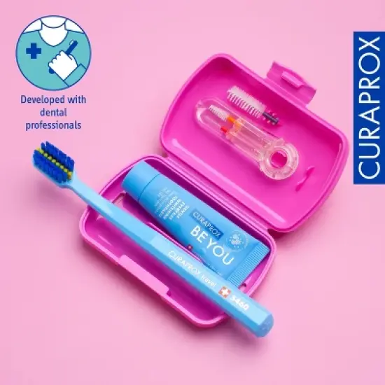 Curaprox Ortho Travel Set Pink, Complete Braces Care Kit for On-the-Go Oral Hygiene image {4}