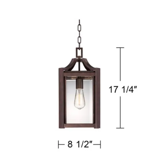 Franklin Iron Works Rockford Rustic Industrial Outdoor Ceiling Light Bronze 17 1/4" Clear Beveled Glass Damp Rated for Post Exterior Light Barn Deck image {4}