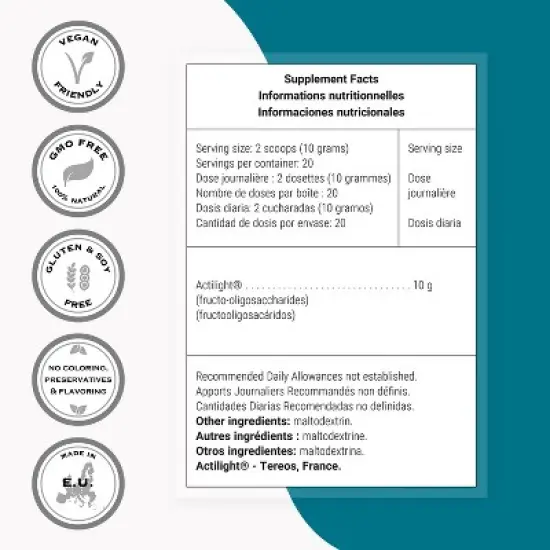 SuperSmart Fructo Oligosaccharides Powder (Prebiotics FOS) - Oligofructose Inulin - Fiber Supplement | Non-GMO & Gluten Free - 200 g image {3}
