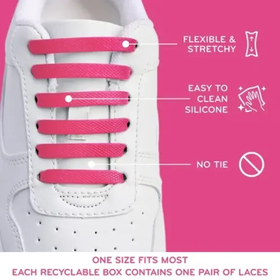 The Original Stretchlace No-Tie Silicone Elastic Shoelaces &ndash; Pink Tieless Shoe Laces (1 Set) image {4}