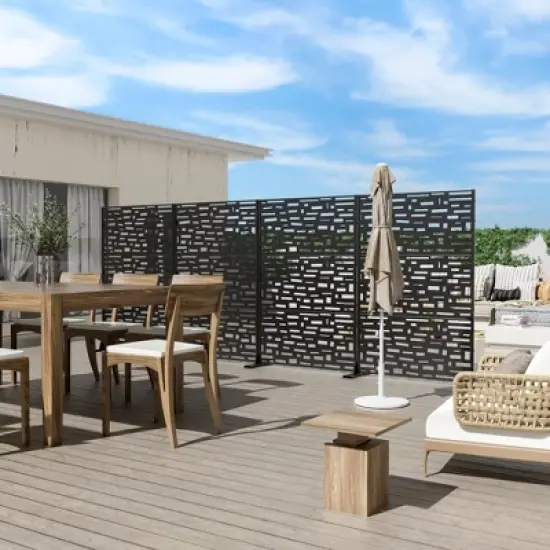 1-Piece Wide Edged Black Galvanized Sheet Screen Outdoor Metal Screen Decorative Art Panel image {1}