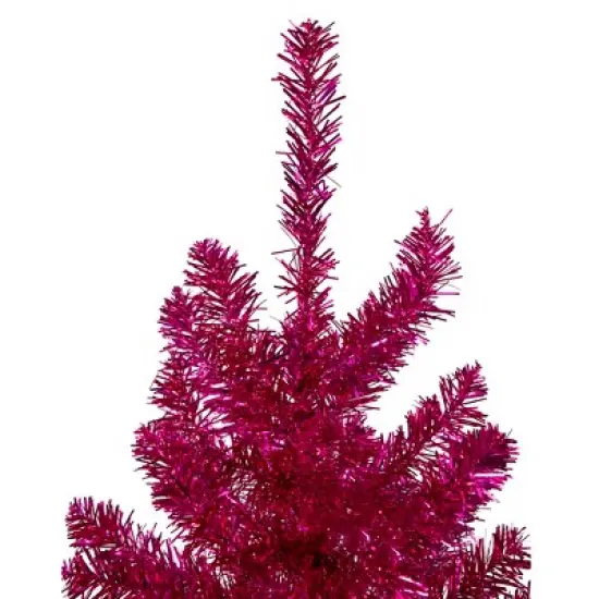 Northlight 6' Metallic Pink Tinsel Artificial Christmas Tree - Unlit image {3}