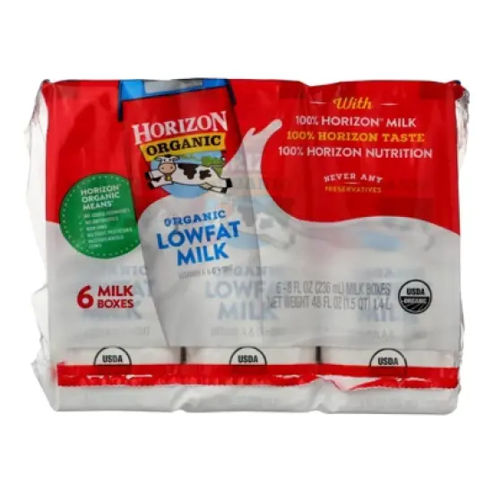 Horizon Organic Low Fat Milk - Case of 3/6 boxes, 8 oz image {1}