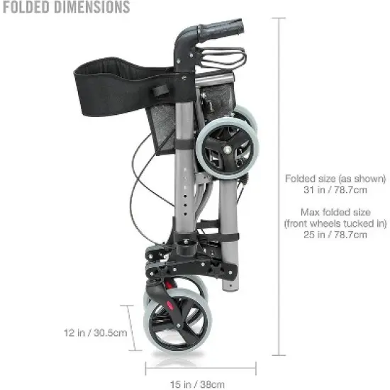 HealthSmart Walker Rollator with Seat and Backrest, Adjustable Handle Height, FSA HSA Eligible, Removable Storage Bag and a Durable Lightweight Frame image {1}