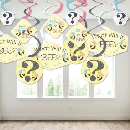 Big Dot of Happiness What Will it Bee - Gender Reveal Hanging Decor - Party Decoration Swirls - Set of 40 image {2}