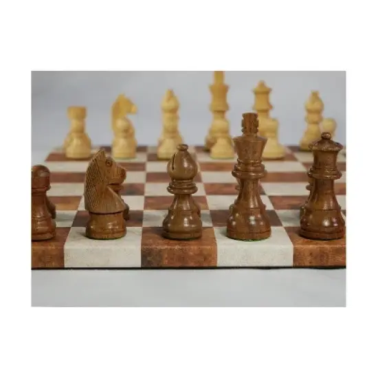 3" Sheesham/Boxwood German Knight on Caramel & Cream Leatherette Board Board Game image {2}