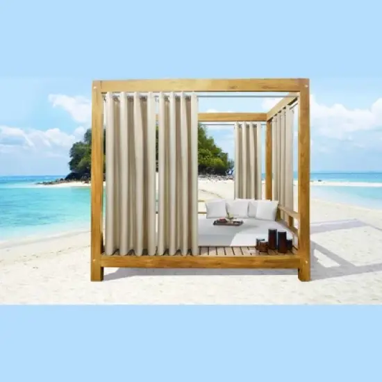 Commonwealth Seascapes Light Filtering Provide Privacy and Shade Grommet Outdoor Panel Pair Linen image {4}