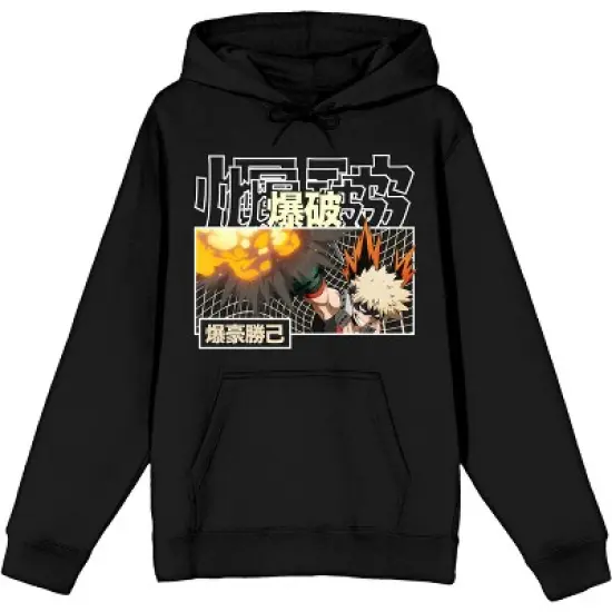 Men's My Hero Academia Kacchan Quirk Explosion Black Hooded Sweatshirt image {5}
