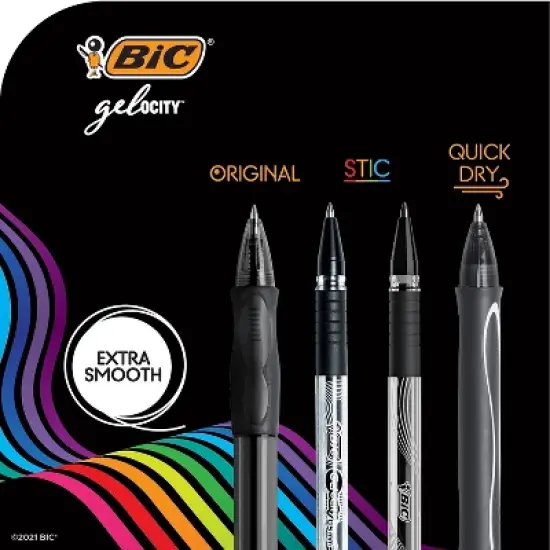 BIC Gel-ocity Stic Gel Pens Medium Point 0.7 mm Assorted Colors 14/Pack (RGSMP14-AST) image {4}