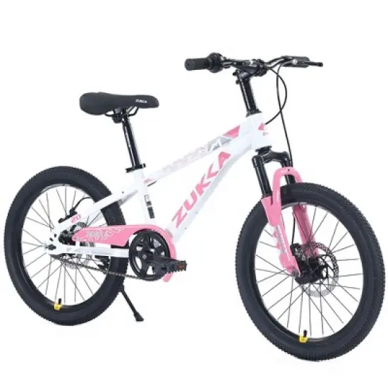 NAYSAYE Mountain Bike 20 Inch Kids MTB with Steel Frame and Suspension for Boys and Girls Age 7 to 10 Years, White and Pink, 54.33"*22.44"*32.48" image {5}