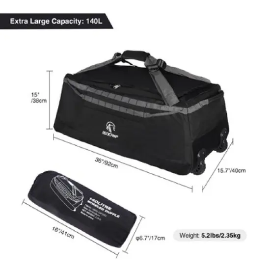 140L Foldable Duffle Bag with Wheels, Large Travel Duffel Bag image {8}