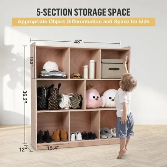 8-Compartment Solid Wood Storage Cabinet, Kids Book Shelf, Kids Toy Storage Organizer for Classrooms image {2}