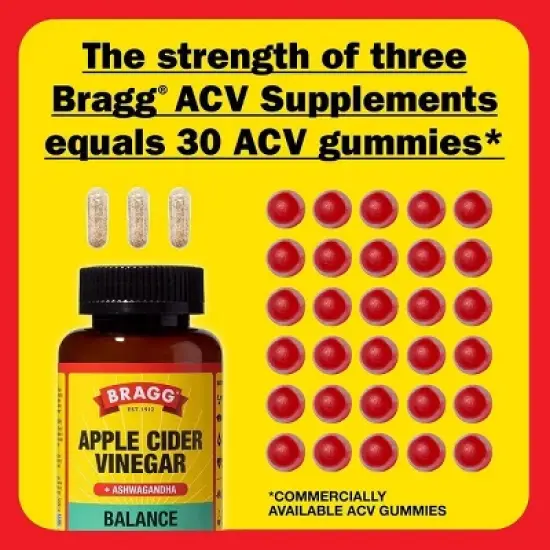 Bragg Apple Cider Vinegar Balance Vegan Dietary Supplement Capsules - 90ct image {2}