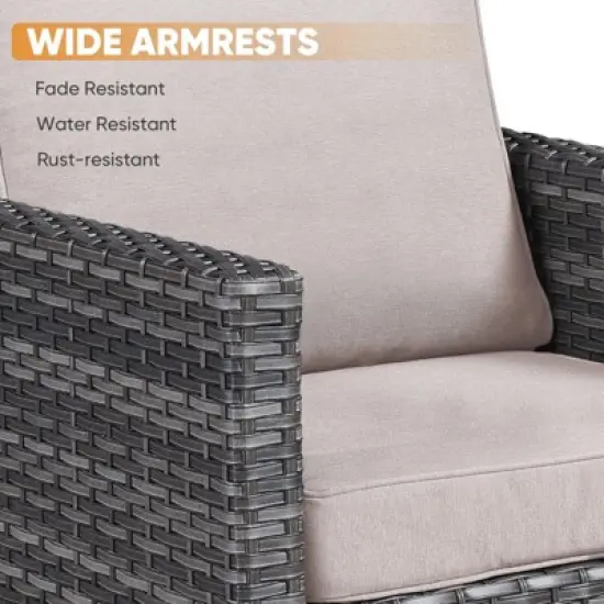 4 Pieces Outdoor Patio Furniture Set with 43" Fire Pit Table, Rattan Patio Sectional Sofa Conversation Set with Propane Fire Pit and Coffee Table image {8}