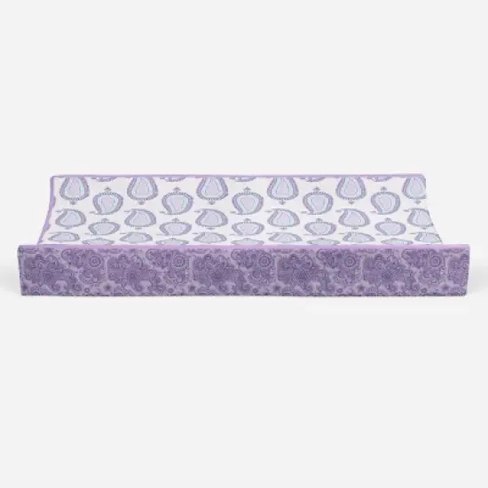 Bacati - Isabella Paisley Aqua/Lilac/Purple Paisley Changing Pad Cover image {4}