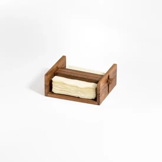 Kalmar Home Solid Acacia Wood Cocktail Napkin Holder image {2}